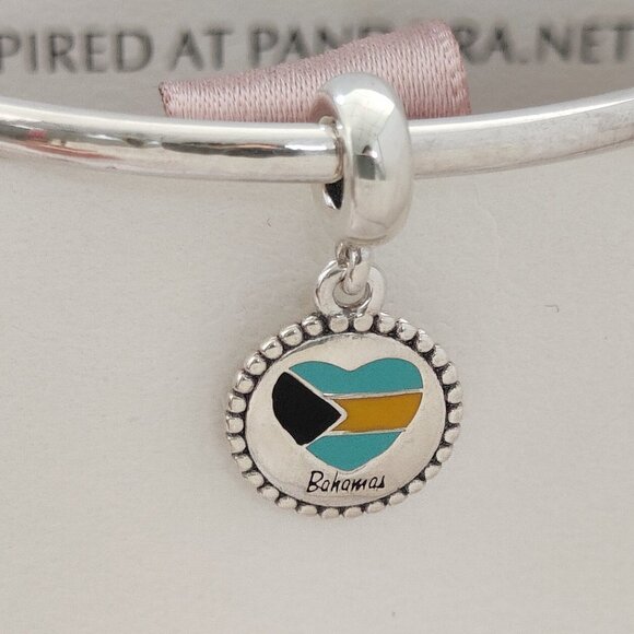 Pandora Bahamas Flag Exclusive Dangle Charm Travel Vacation S925 Silver - Picture 1 of 7
